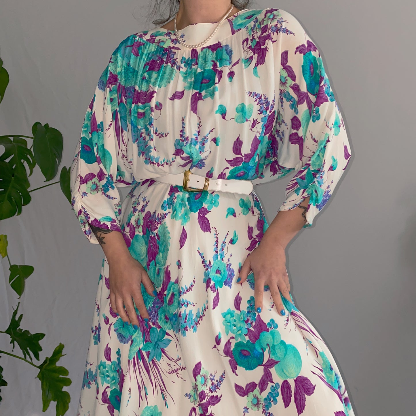 80s vintage floral dress (XL)